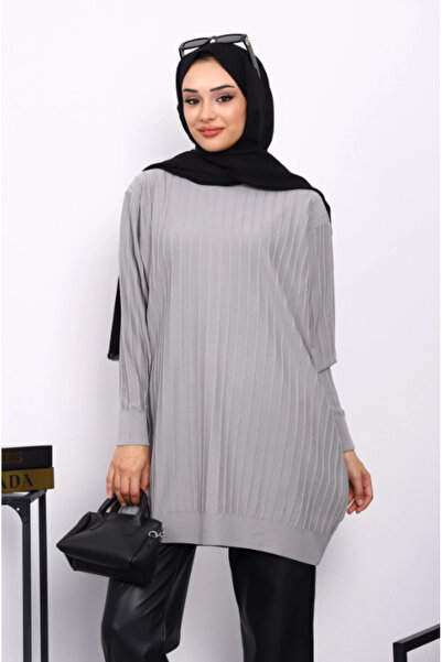 PIOVE Uzun Kollu Ribanalı Tunik – Black Grace