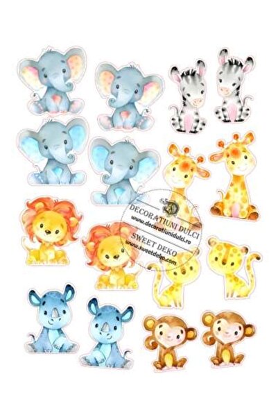 Decoratiuni Dulci Imagine comestibila cu mini animalute safari - Decupat