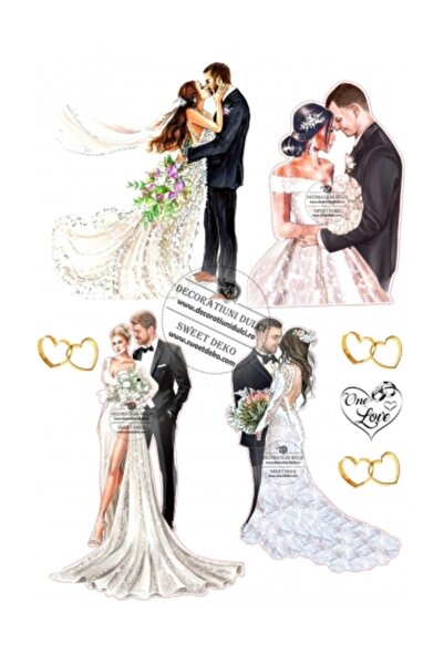 Decoratiuni Dulci Fericirea in doi, imagine decor pentru tort nunta - Decupat