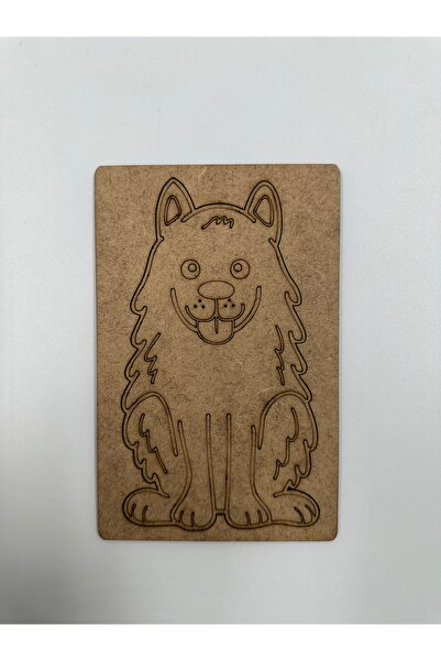 WOODIVA AHŞAP 1 Piece Wolf Wooden Painting School Event Activity Art 15 cm