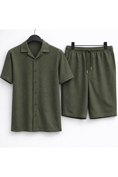 OTAKU Men's Premium Waffle Textured Shirt Shorts Set – Summer Comfortable Fit...