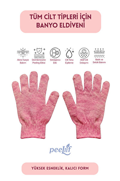 Peellif Pembe Peeling Banyo Vücut Masaj Eldiveni/Banyo Duş Eldiveni/Banyo Lif...
