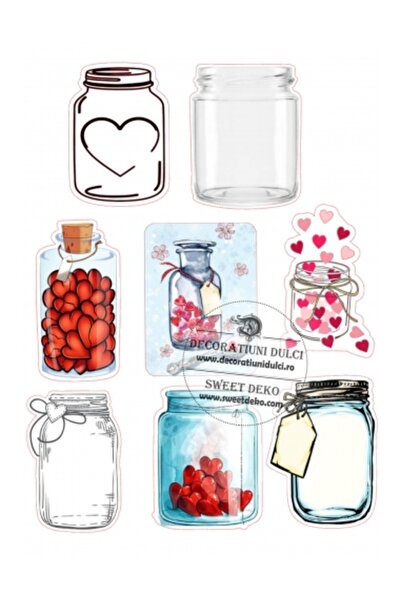 Decoratiuni Dulci Imagine comestibilă, borcanele cu iubire - Decupat