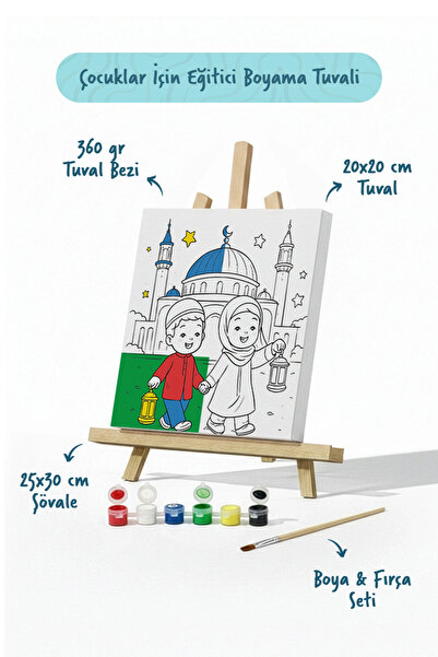 Tabdiko Ramazan Eğitici Boyama Seti Camii Önünde Fenerli Çocuklar (Şövaleli)