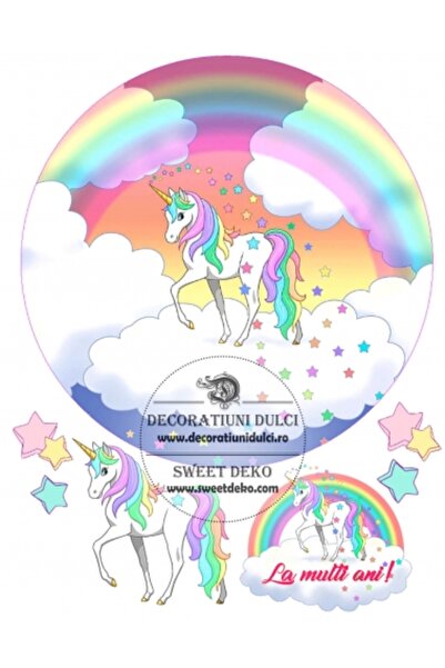 Decoratiuni Dulci Представете си cometibila unicorn si stelute - Decupat