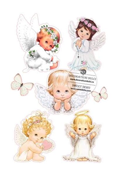 Decoratiuni Dulci Imagine comestibila|Cinci ingerasi draguti - Decupat