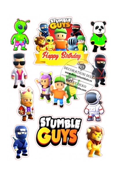 Decoratiuni Dulci Imagine comestibila Stumble Guys Happy Birthday - Decupat