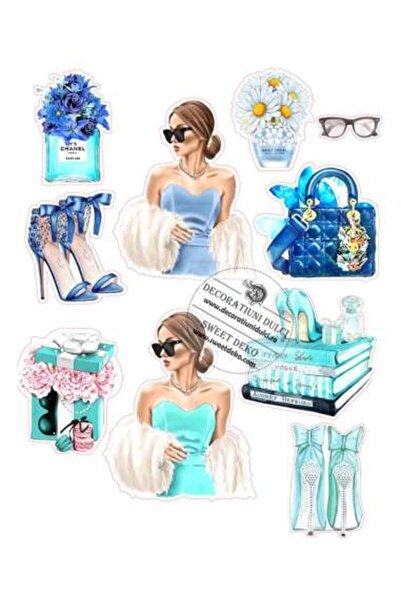 Decoratiuni Dulci Images for Fashion cake, blue turquoise - Cut out