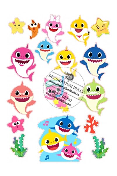 Decoratiuni Dulci Φανταστείτε cometibila personaje Baby Shark - Decupat