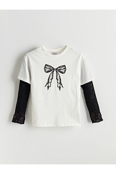 LC Waikiki Zero Roba Collar Bow Embroidered Girl's T-Shirt from Uzg Store for...