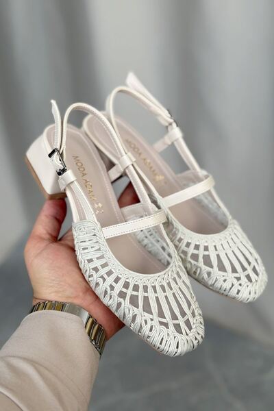 GOFFSHOES Ženske Cerny cipele sa niskom petom i pletenim dizajnom - bež