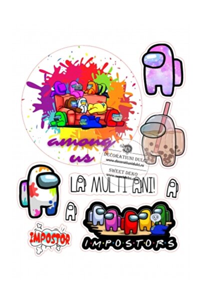 Decoratiuni Dulci Imagine comestibila La multi ani! Among US - Decupat