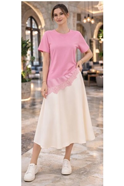 SPORTİVEA Yeni Trend Dantelli ve Saten Detaylı Asimetrik Bluz