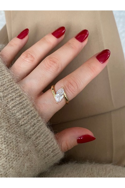 Pinery Jewels إصدار محدود - خاتم نسائي بيضاوي كبير الحجم مرصع بالأحجار مع إمك...