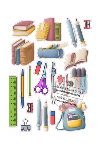 Decoratiuni Dulci Imagine comestibila rechizite scolare - Decupat