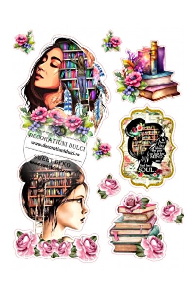 Decoratiuni Dulci Edible Image | Books Girl - Cut Out