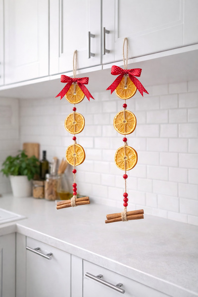 Marrone İkili Portakal Dilimleri Bohem Süs Mutfak Süsleri Dekor Ürünleri