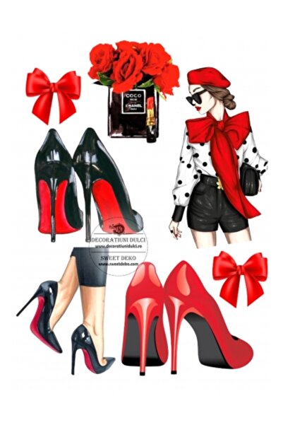 Decoratiuni Dulci Lady in red - imagine comestibila - Decupat