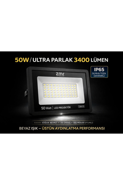 ZMR LUMIXA 50 W ULTRA SLİM LED PROJEKTÖR (220V-6500K-3400LM)BEYAZ IŞIK