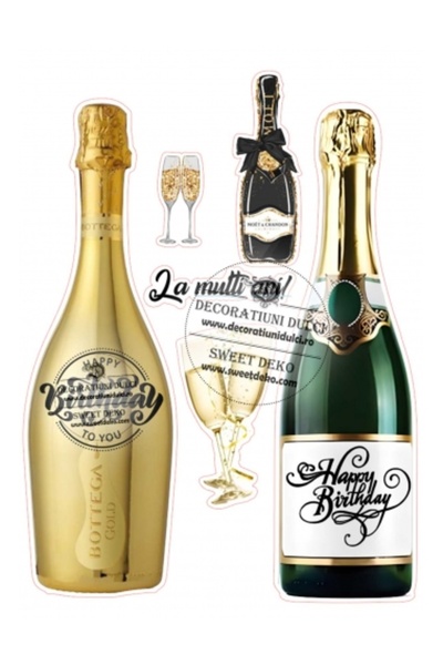 Decoratiuni Dulci Sticle sampanie | Imagine comestibila - Decupat