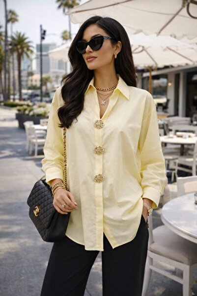 ANBLYs COLLECTION Gold Button Detail Women's Shirt
