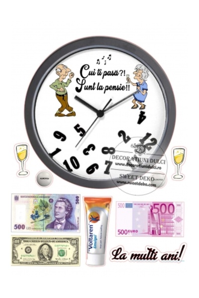 Decoratiuni Dulci Ceas de pensionare | Imagine comestibila - Decupat