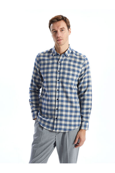 LC Waikiki Regular Fit Long Sleeve Plaid Gabardine Men's Shirt