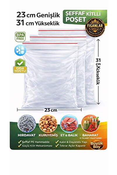 figanlar ambalaj 50'li Büyük Boy 23x31 cm Şeffaf Kilitli Poşet – Gıda Uyumlu ...