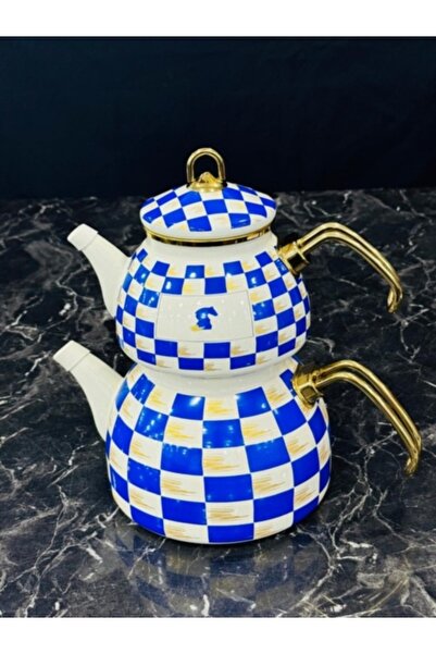 BasaranAvm Luxury Enamel Teapot Set Checkered