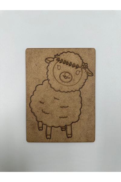 WOODIVA AHŞAP 1 Piece Sheep Wooden Painting School Event Activity Art 15 cm