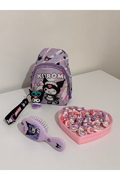 winingo 2Y Shop Kız çocuk Kuromi Çanta Anahtarlık Tarak ve Yüzük Seti Hediyel...