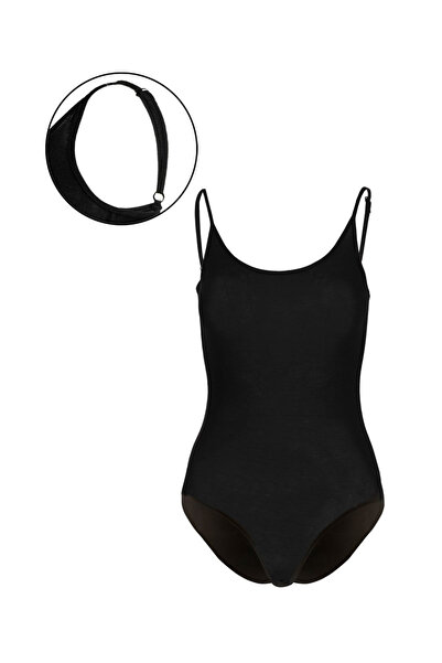 KAİZEN 3-piece women's black string bodysuit