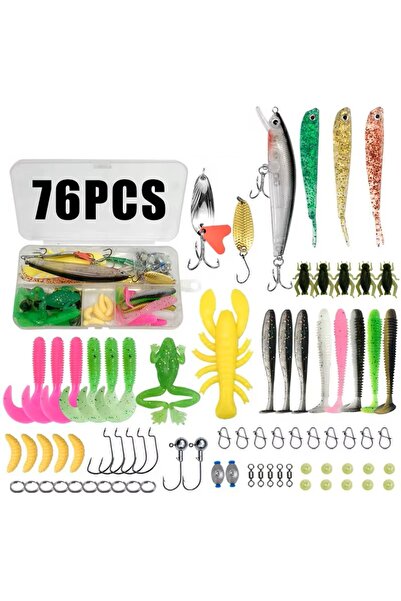 ardeppo 76 Parça Kutulu Balık Olta İğne Silikon Kurşun Yapay Yem Seti