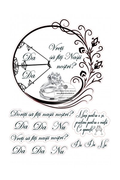 Decoratiuni Dulci Decor pentru tort Vreti sa fiti nasii nostri?, imagine come...