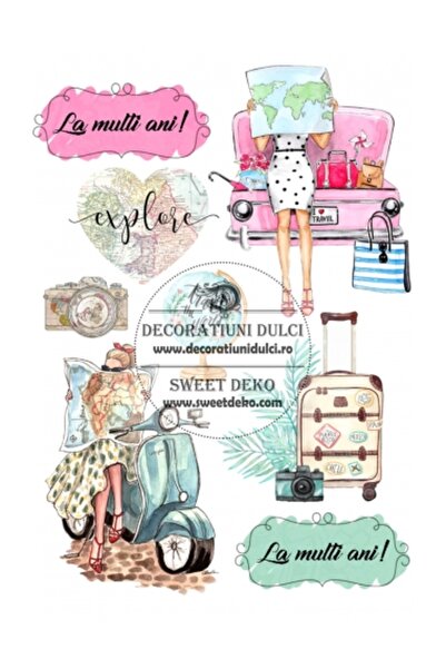 Decoratiuni Dulci Обичам да пътувам - представете си cometibila - Decupat