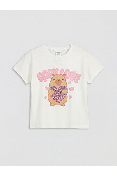 LC Waikiki RMZ GİYİM FARKIYA تي شيرت بناتي مطبوع بياقة روبا