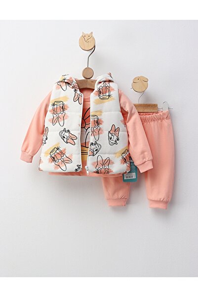 MiniKids Set 3 piese, cu vesta, Daisy, corai 86 (12-18 luni)
