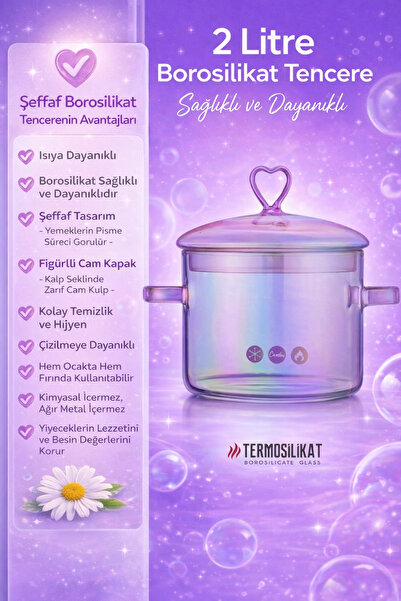 Lilamor 🔥   وعاء زجاجي من البوروسيليكات مقاوم للحرارة - صحي وأنيق ومتين