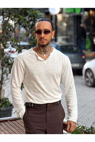 manch collection Flared Single Button Regular T-Shirt White