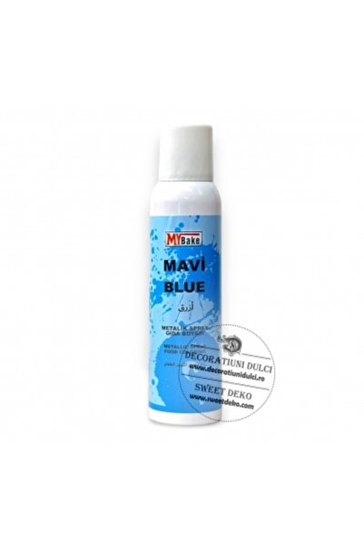 Decoratiuni Dulci Spray comestibil albastru metalic, Mavi My Bake 250ml.