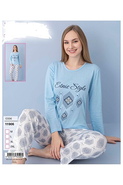 LİLA PİJAMA Cotton Combed Long Sleeve Quality Pajama Set