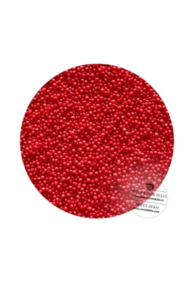 Decoratiuni Dulci Small, red sugar pearls 3mm (100g.)
