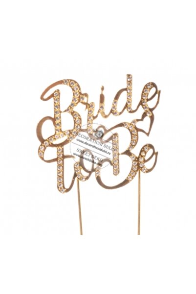 Decoratiuni Dulci Gold topper with rhinestones, Bride to be