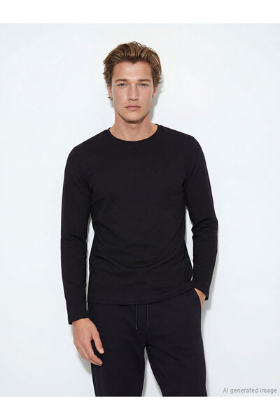 LC Waikiki Black Crew Neck Long Sleeve Men's Tank Top