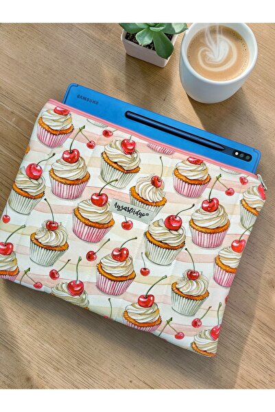 Ayza Stüdyo حقيبة آيباد ناعمة ومبطنة - بنمط كعكة الكرز، مقاس 10-13 بوصة