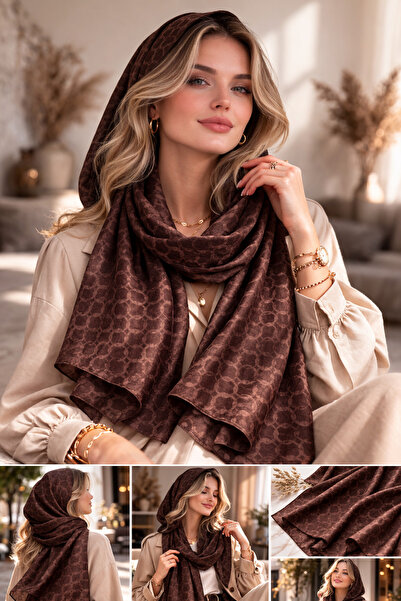 KRAFTELLA Premium Jacquard Circle Pattern Shawl/ Silky Jacquard Scarf Shawl