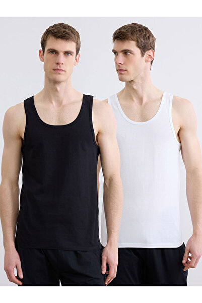 LC Waikiki Black U-Neck Combed Cotton Men's Undershirt 2-Pack from Güli̇s Gi̇...