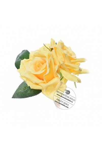 Decoratiuni Dulci Topper flori - buchetel de trei trandafiri galbeni