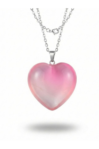 Leerybee Women's Heart Cut Natural Stone Steel Necklace
