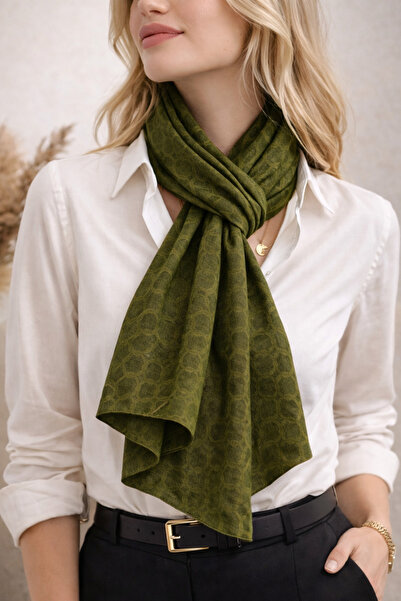 KRAFTELLA Premium Jacquard Circle Pattern Shawl/ Silky Jacquard Scarf Shawl